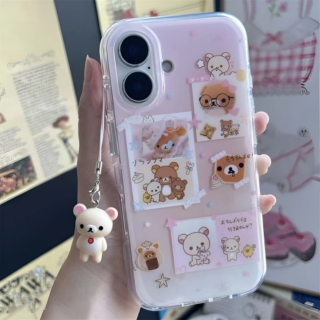渐变轻松熊适用于苹果15/16PRO华为小米VIVO/IQOO/OPPO一加手机壳