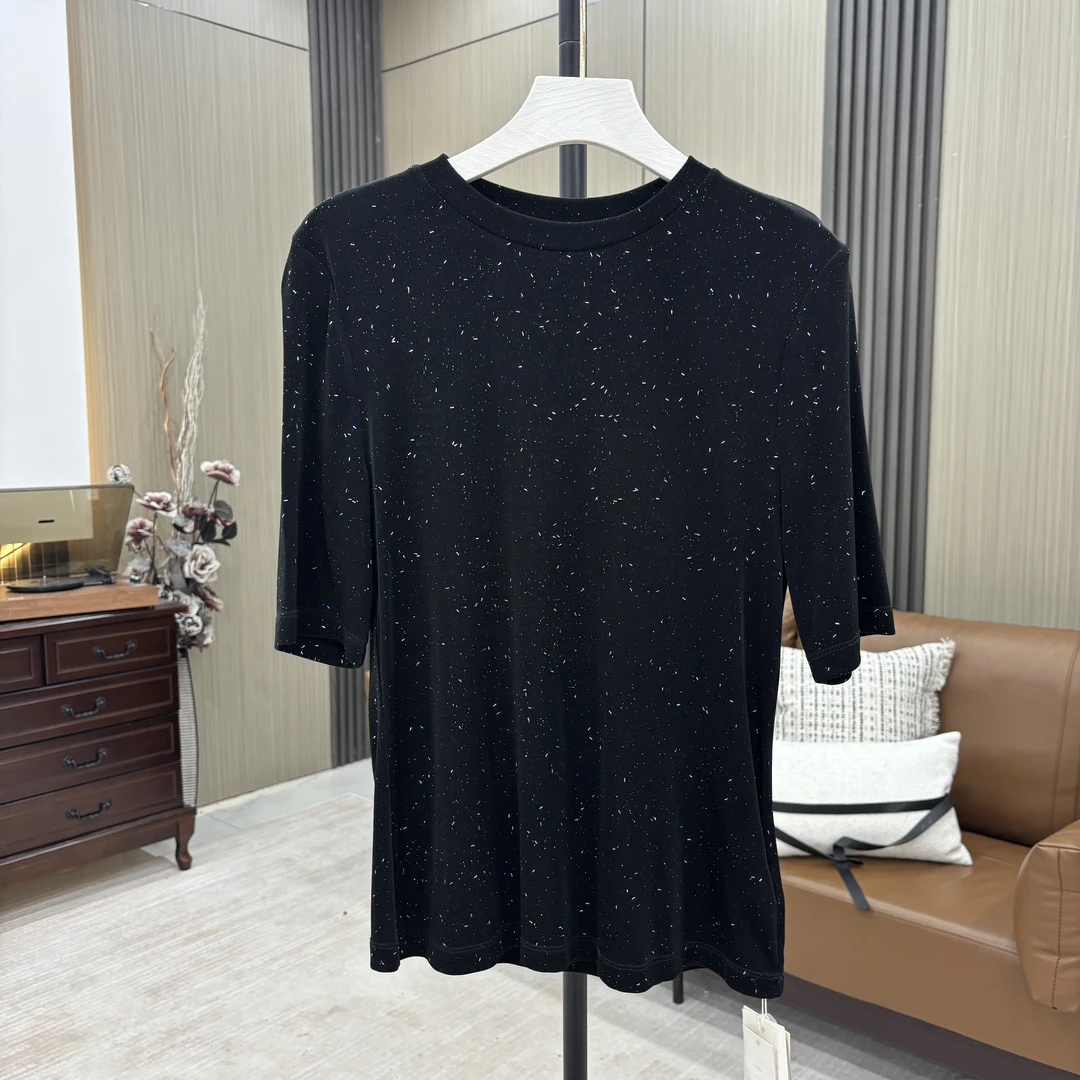 5715，时尚2025春季新款气质修身高弹百搭圆领醋酸打底衫