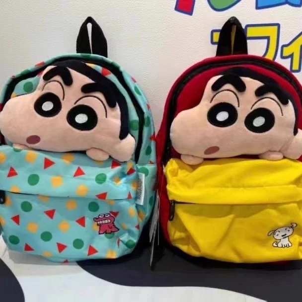 可爱新款卡通蜡笔小新百搭大头玩偶花布双肩背包学生书包防泼水涤