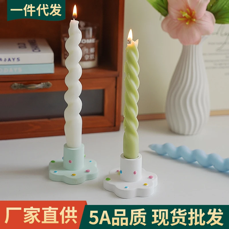 蜡烛烛台氛围感摆件创意家用桌面装饰燭台跨境石膏香薰蜡烛底座