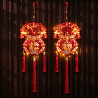 （发光红果钱袋）福袋挂件带灯红果福字流苏乔迁入户门客厅喜庆装