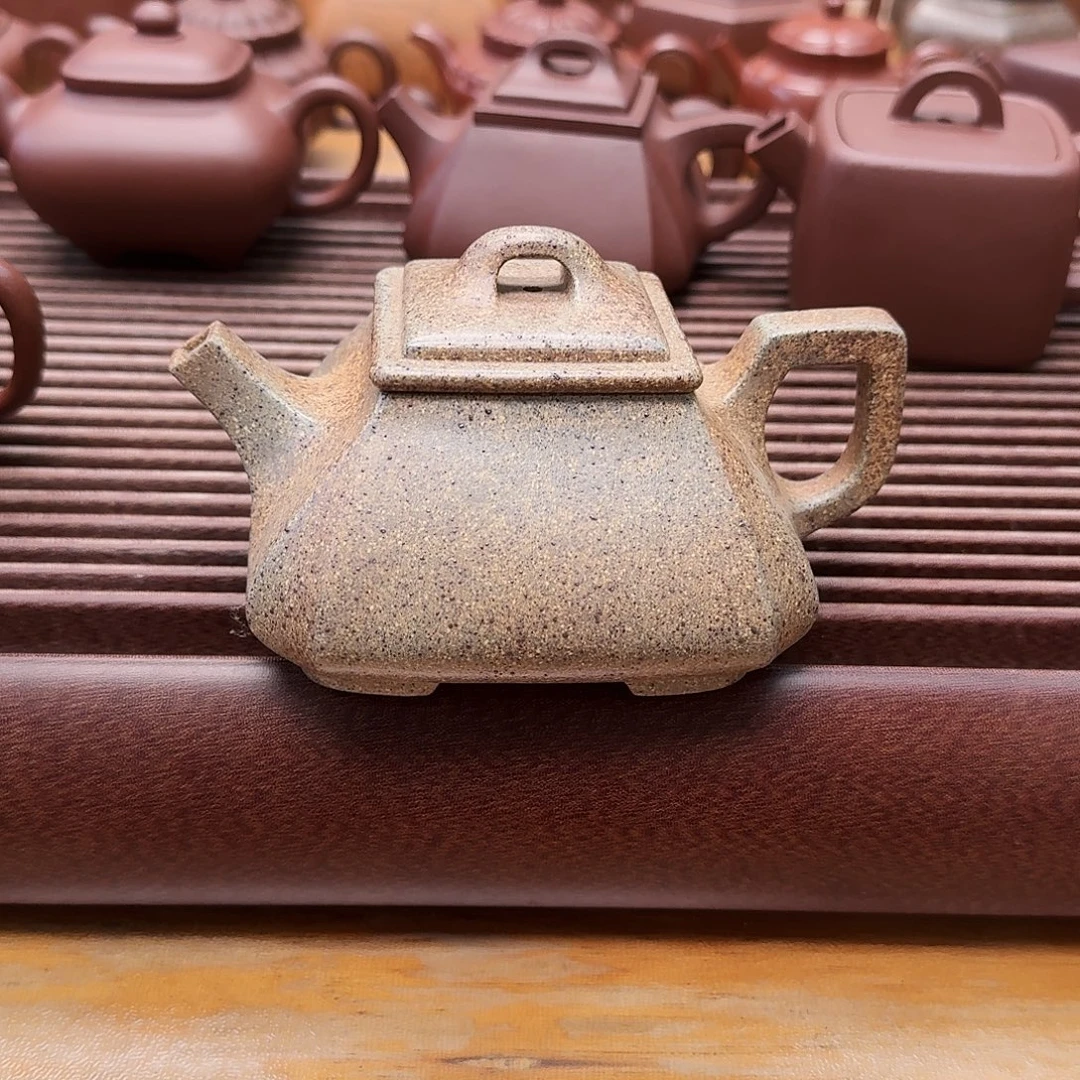 爱***天茶壶紫砂紫砂壶四方抽角石瓢260cc