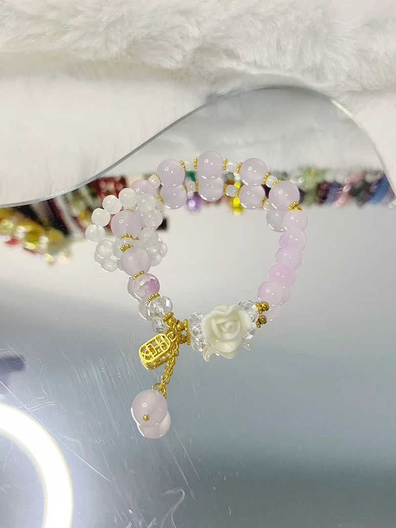 合金琉璃手链 爆款手链水晶兰花ins手串小众礼物甜美设计百搭闺蜜