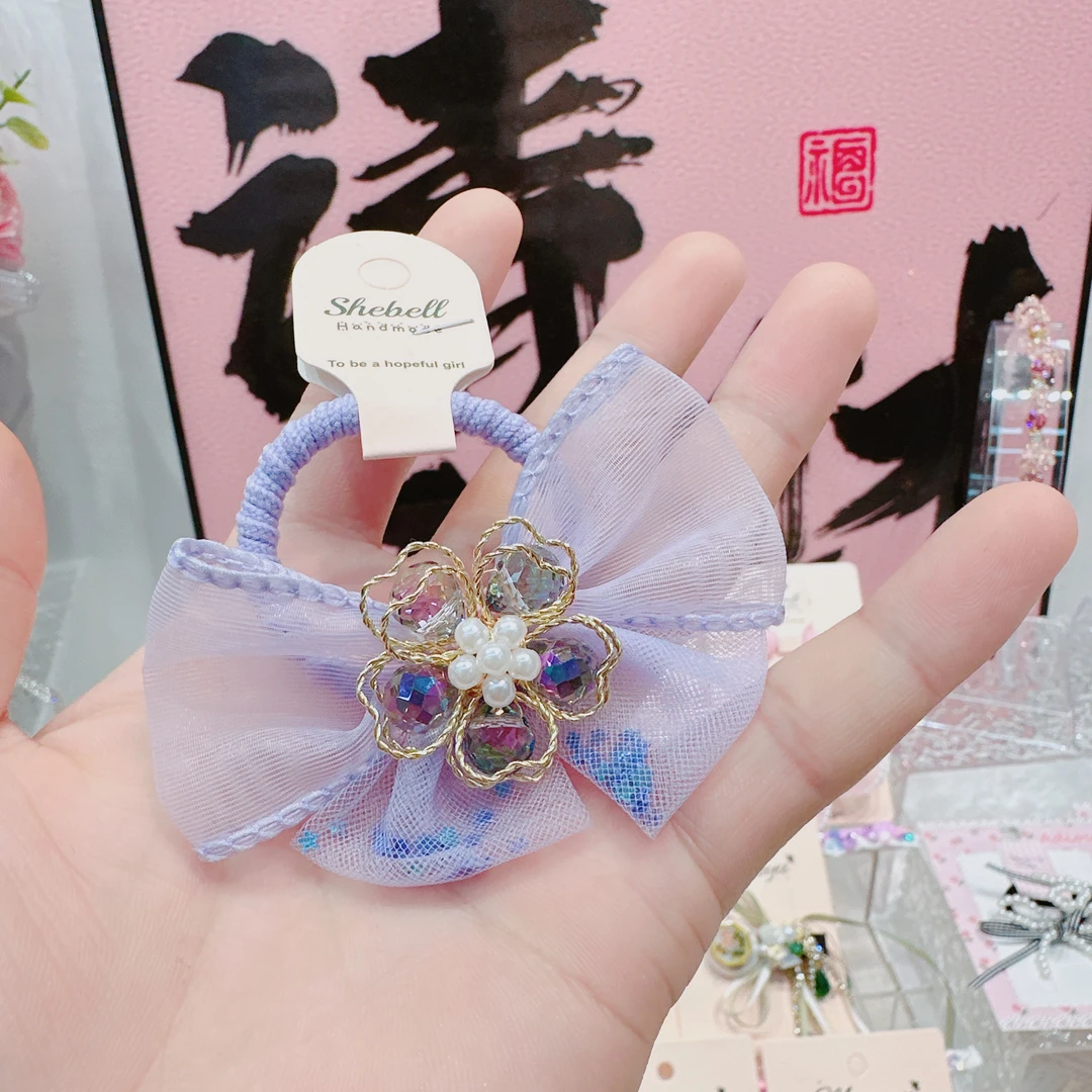 c0536-x紫色水晶花发圈（单只）【满15包邮发货】
