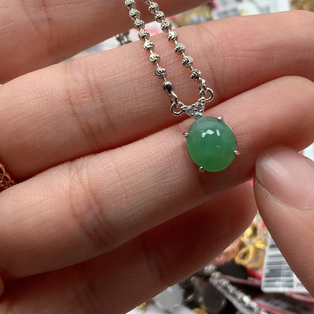 翡翠银S925镶嵌戒指天然翡翠戒指