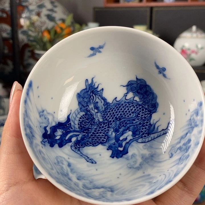 杯折葵非器麒麟踏浪卧足缸杯