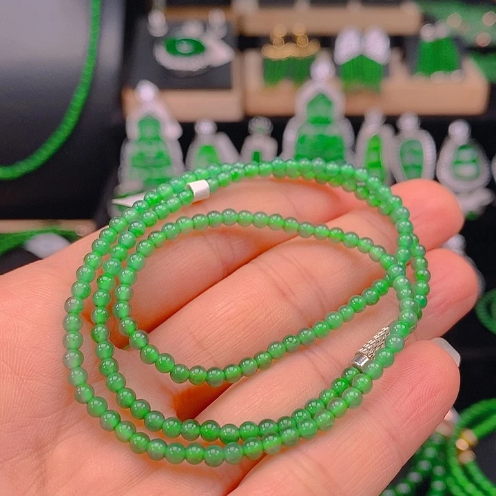 翡翠未镶嵌耳饰天然A货翡翠珠链