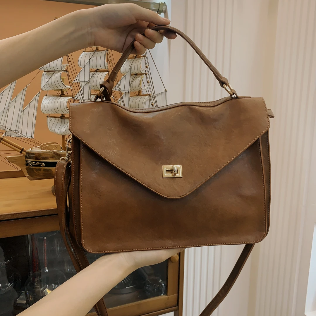 轻奢邮差包耐磨夹层拉链袋单肩包肩包单肩休闲翻盖包包19