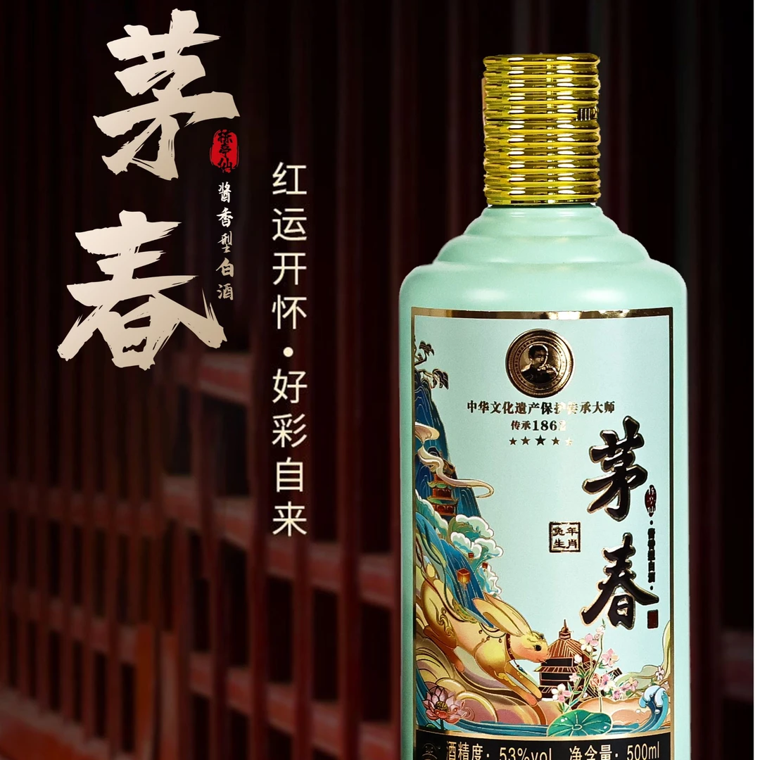茅竹酱香型白酒53度窖藏老酒醇厚绵柔礼盒装53%Vol500