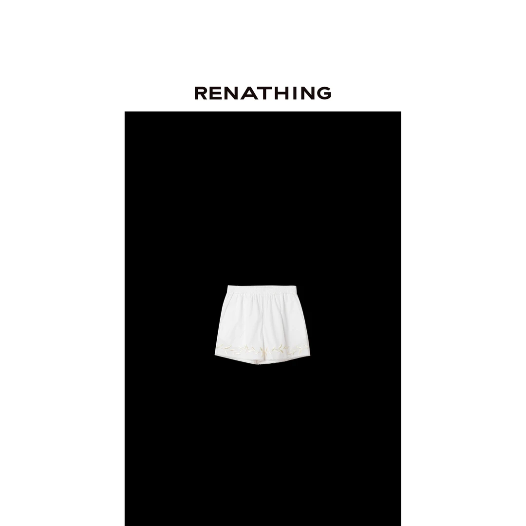 【RENATHING】重工云柔感立体刺绣休闲短裤