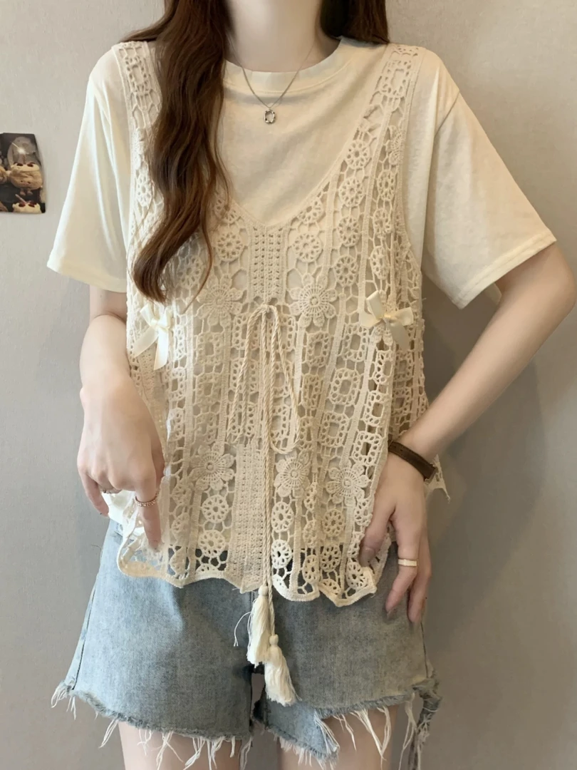 新疆包邮【5276】宽松背心两件套-里长48外长54