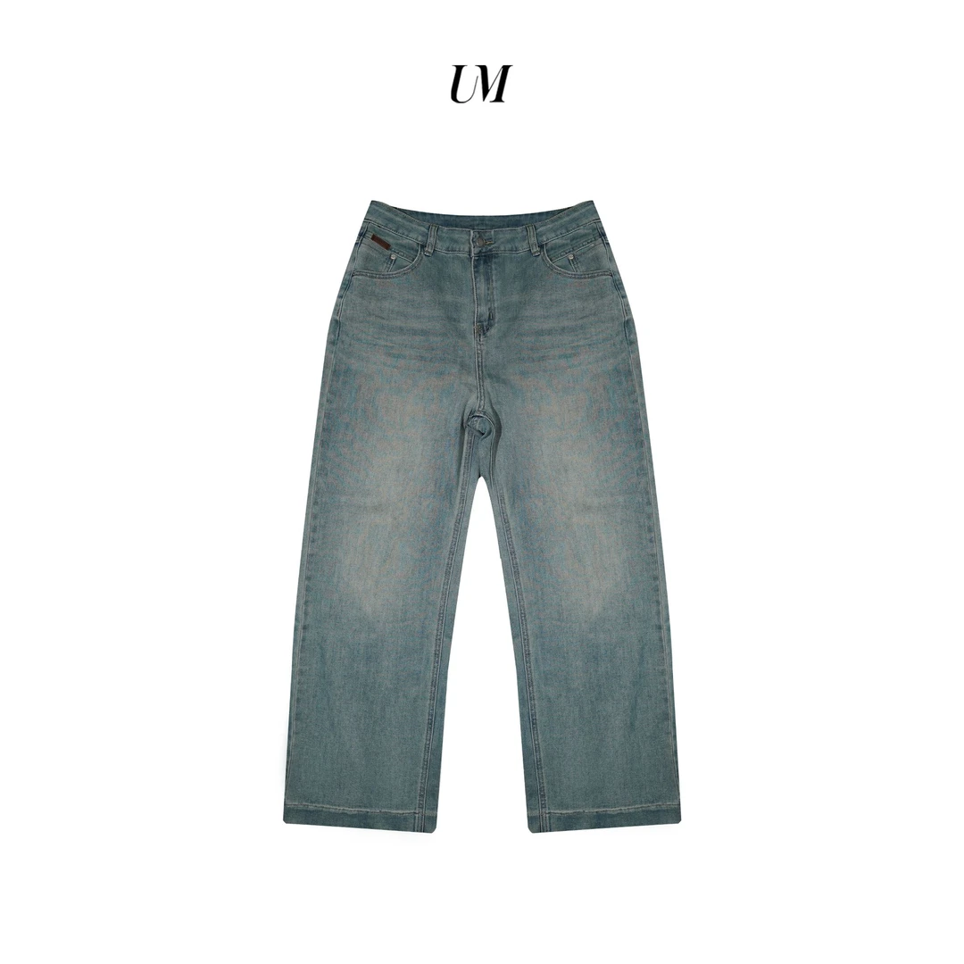 【U.M】简约风尚宽松阔腿牛仔裤