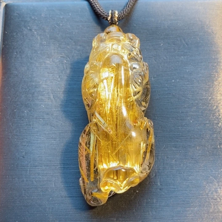 颈饰未镶嵌发晶天然钛晶一步登貔貅吊坠