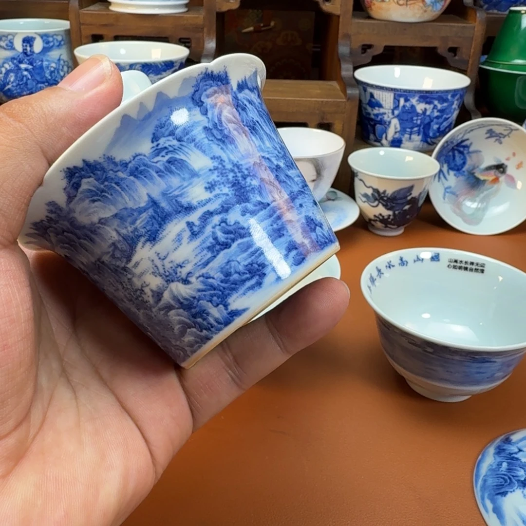 上***下陶杯子景德镇全手工手绘陶瓷