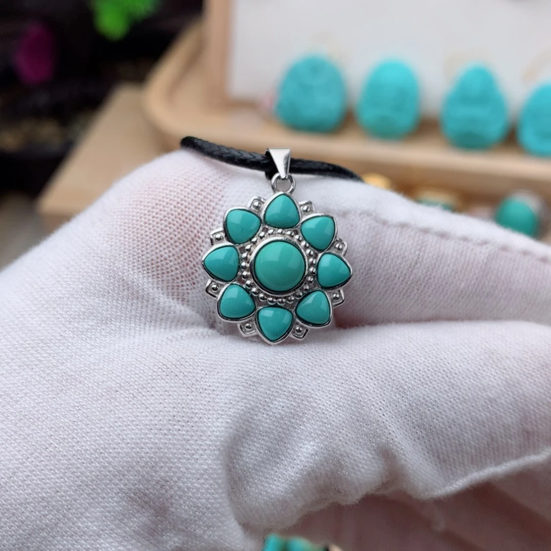 绿松石珠宝奇石银S925镶嵌