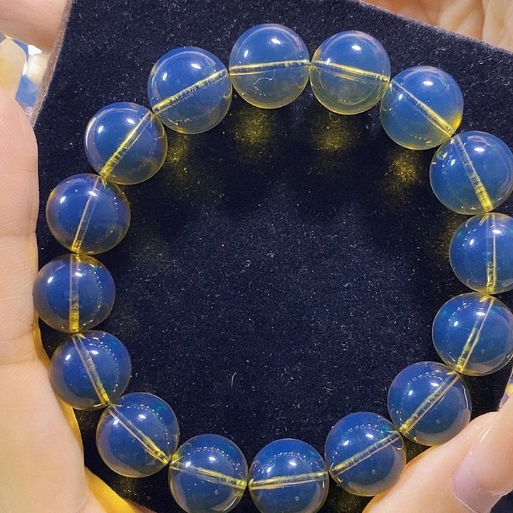 蓝珀未镶嵌珠宝奇石墨西哥蓝珀手串13