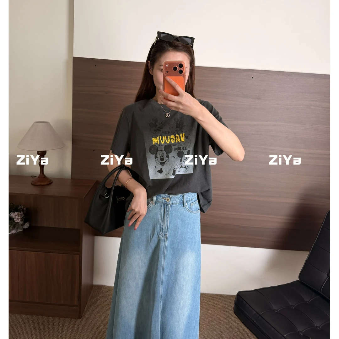 ZIYa新品水洗炒色米奇深灰色百分百棉上衣2199