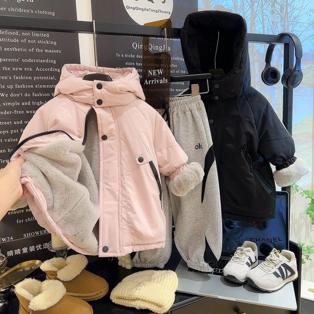 【主播推荐】【顾奈】卡可鸭1835儿童加绒加厚兔毛冲锋衣外套
