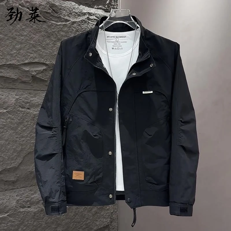 劲莱欧洲站2025工装立领夹克男士装春季休闲外套百搭潮流青年衣服
