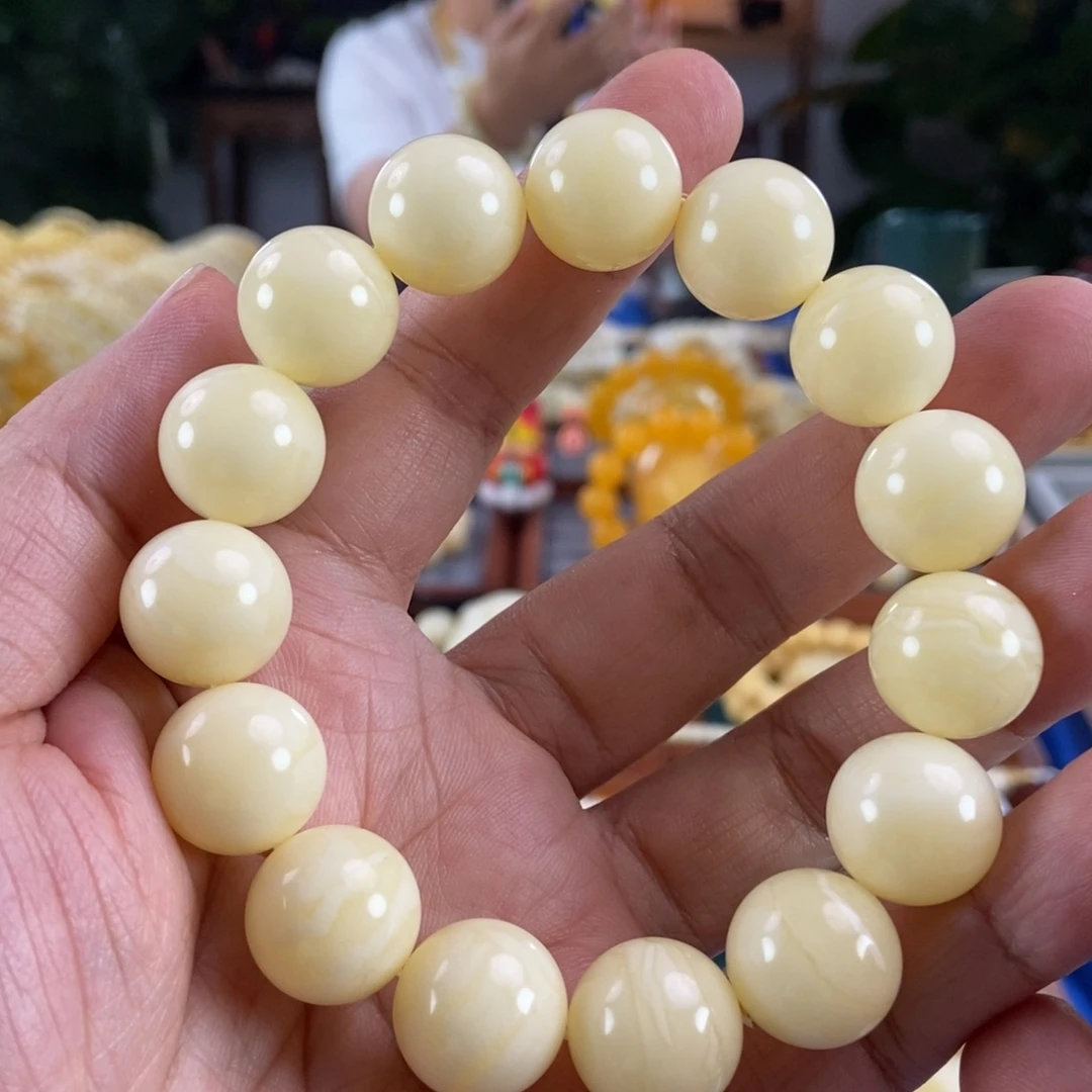 琥珀未镶嵌珠宝奇石16白蜡同料串36