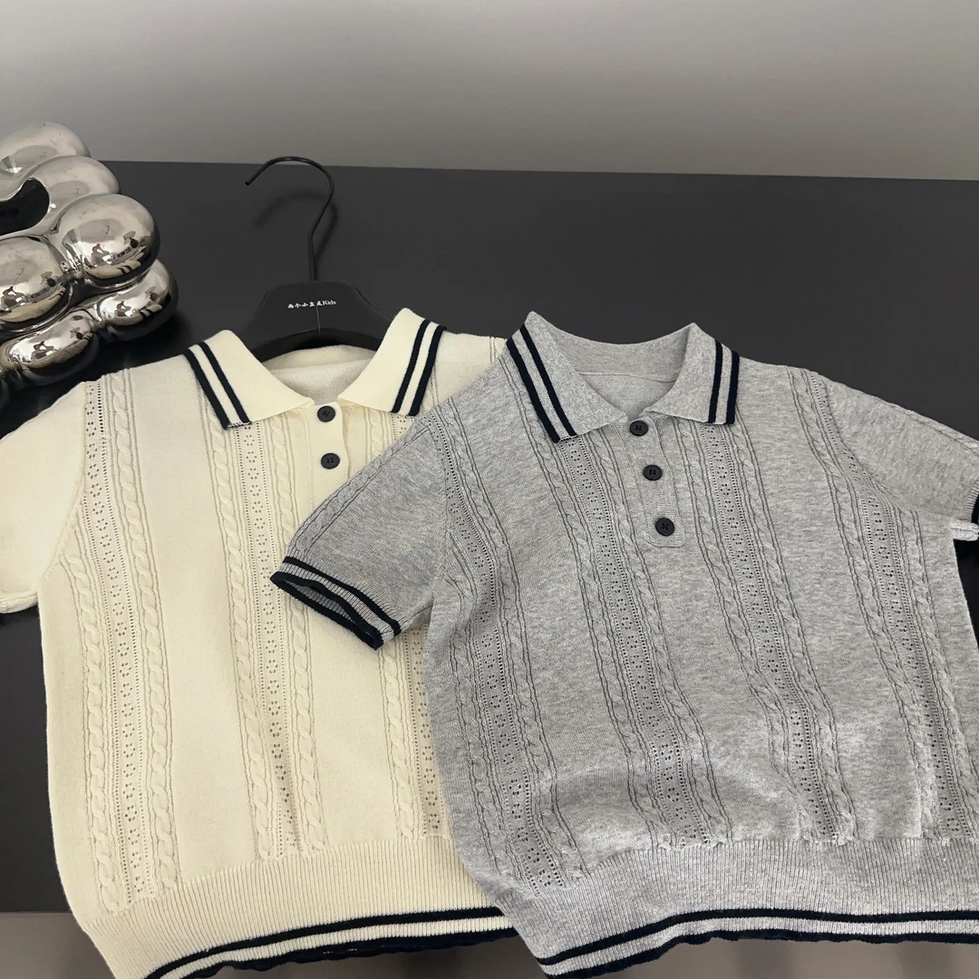 【两个小盆友】儿童夏款韩版宽松休闲针织POLO衫薄百搭时尚T恤5690