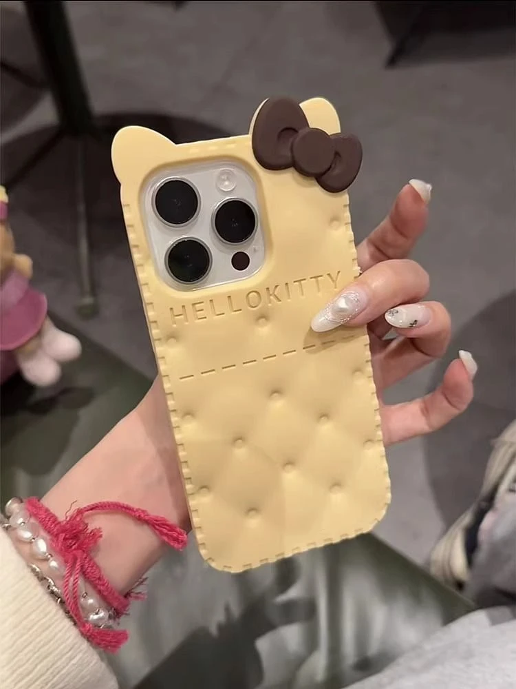 苹果|饼干蝴蝶结kitty可爱适用iPhone17卡通女款立体硅胶手机壳