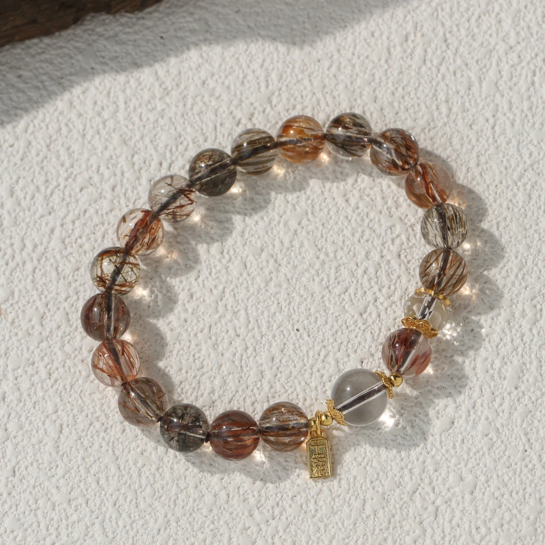 【靠山2.0】黑金超七水晶手串（天然珠宝多样性发其一）