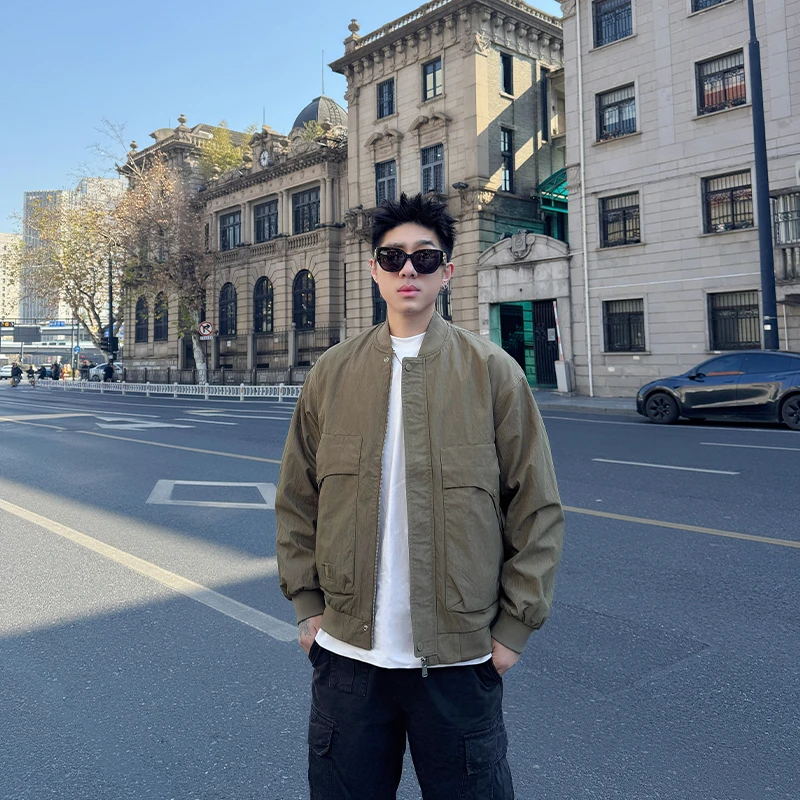 新款秋冬帅气棒球领夹克男款休闲高级短款外套潮流痞帅修身百搭