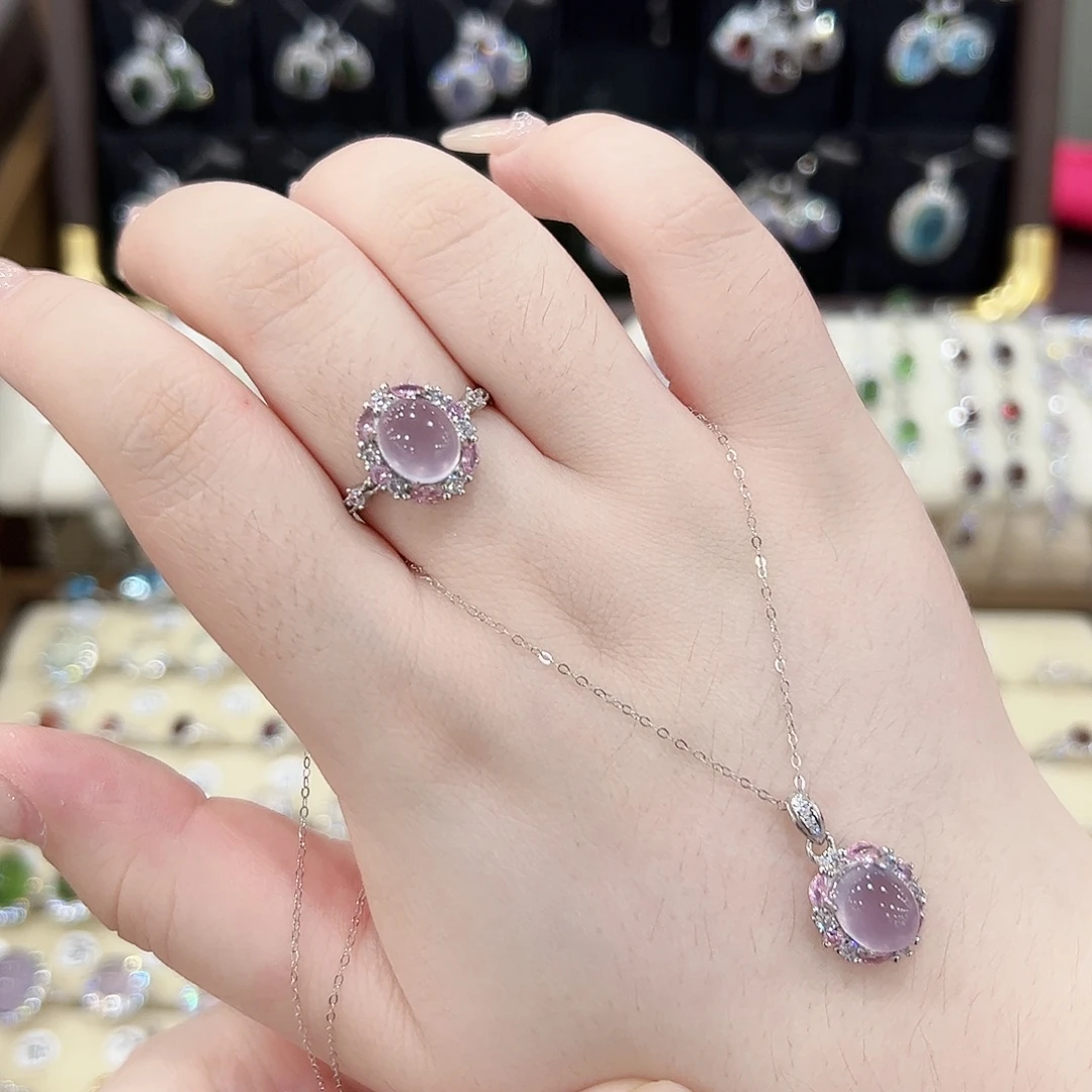 今***好银S925镶嵌戒指萤石