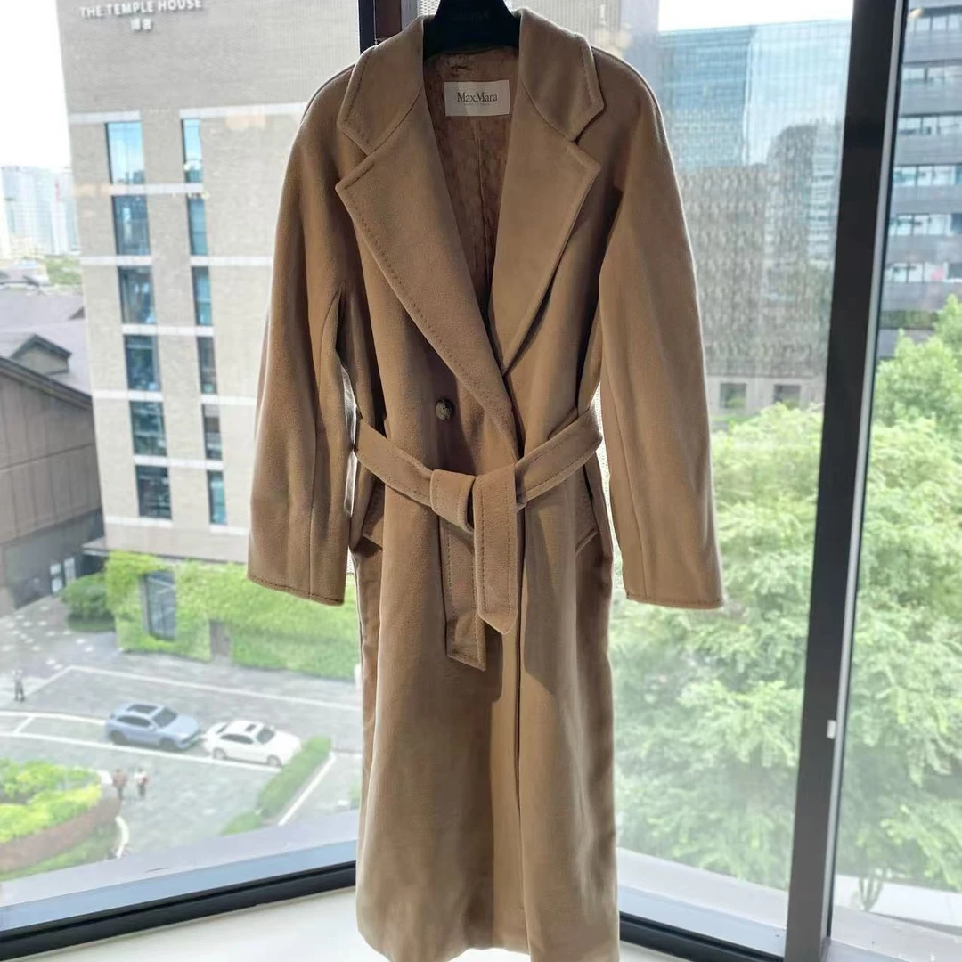 95新 MaxMara qq915 羊毛 101801系列驼色大衣 42码
