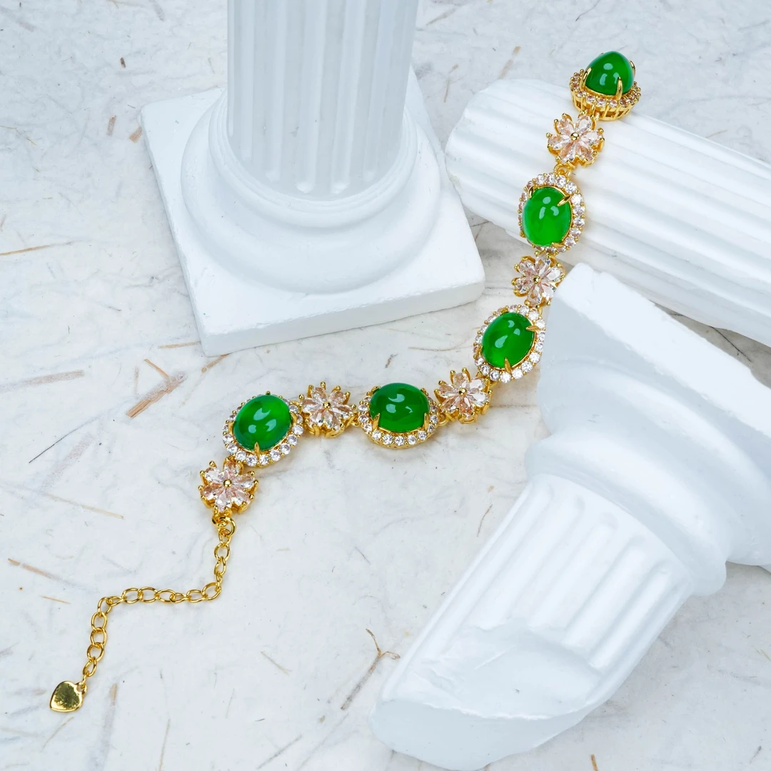 Y-608 金色天然绿玉髓手链