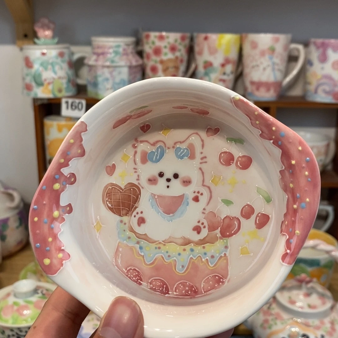 瓷片蛋糕小猫米饭碗
