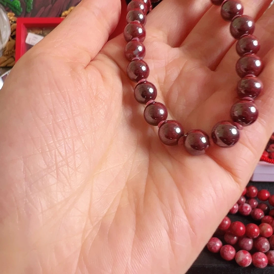 天然辰砂春**面朱砂卡8手串