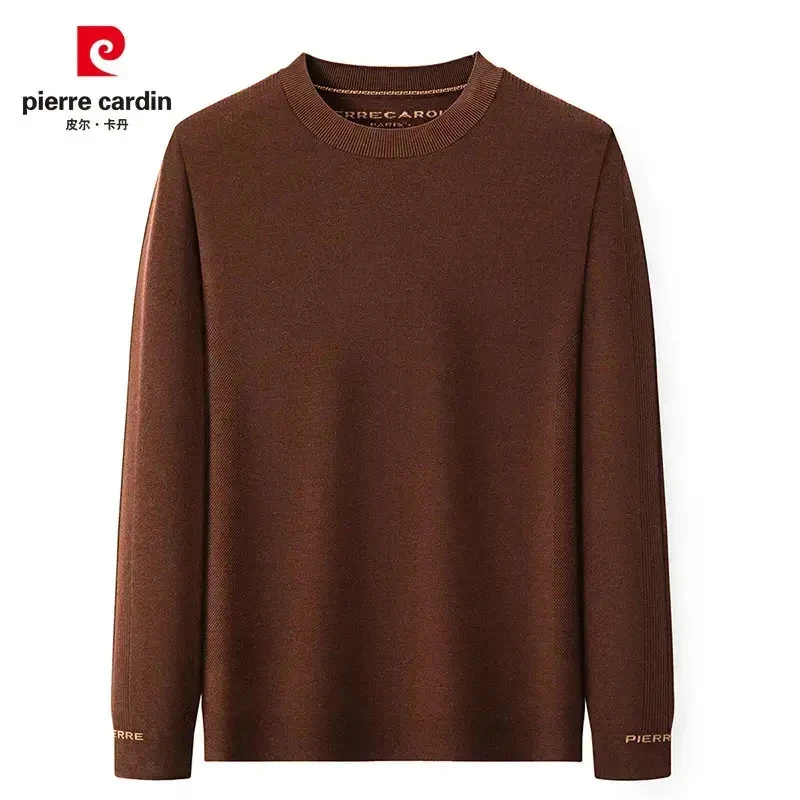 皮尔卡丹【轻奢精仿】纯色宽松圆领针织衫长袖简约套头打底毛衫9053