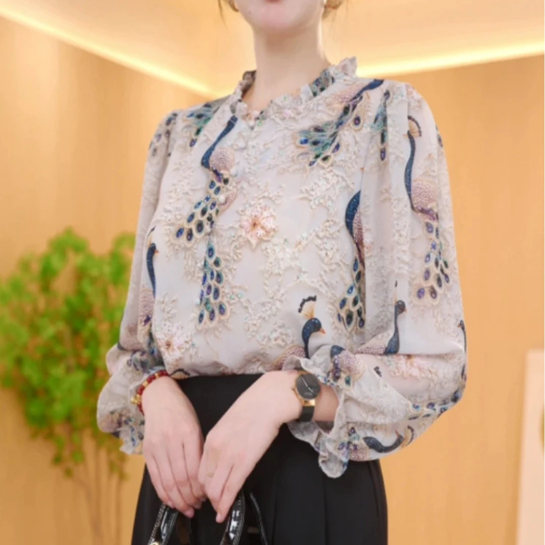 新中式国风设计感气质雪纺衫女春季新款洋气显瘦百搭宽松减龄衬衣