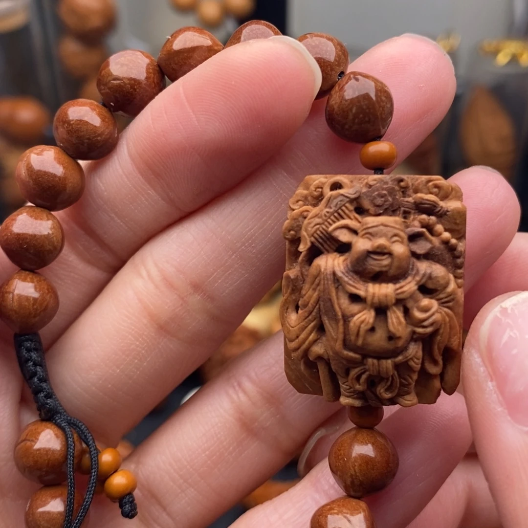 橄榄核吊坠桃核猪