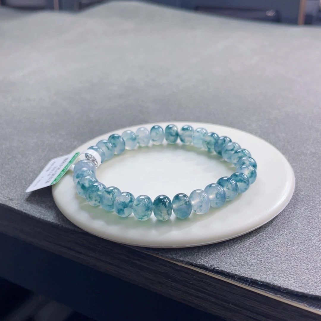 未镶嵌手链翡翠莫西沙高冰梦幻蓝卡8+