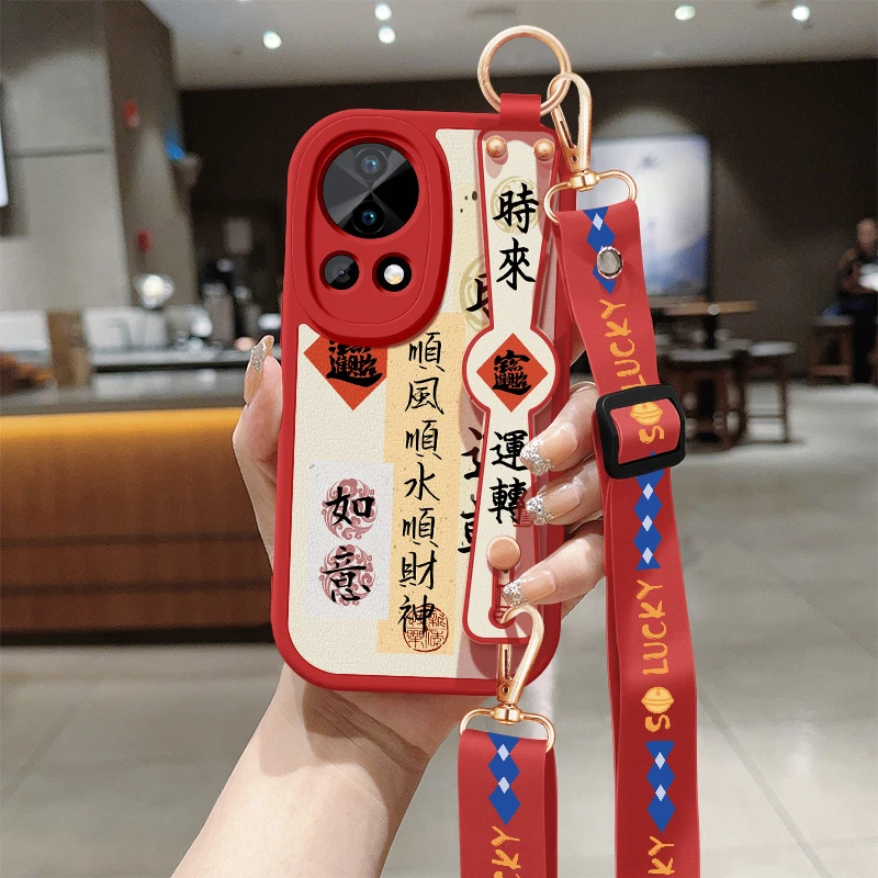 时来运转华为nova13手机壳新款nova13pro斜挎腕带小羊皮全包软壳