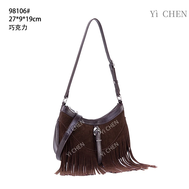 【Yì CHEN】QYX-98106-巧克力 简约时尚女士新款轻奢单肩斜跨包
