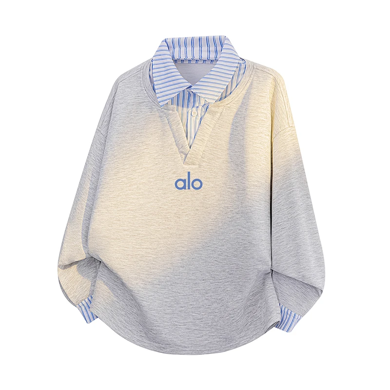 DeweLvum潮流新款时尚休闲百搭舒适宽松长袖翻领套头假两件卫衣男