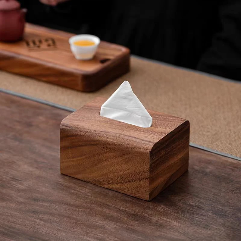 胡桃木纸巾盒简约木质创意抽纸盒19.5*13*9.3cm HT-18