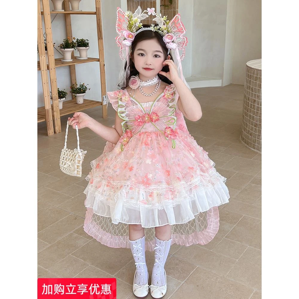 巴拉优选女童连衣裙夏装2025新款礼服儿童洛丽塔公主裙宝宝蓬蓬纱