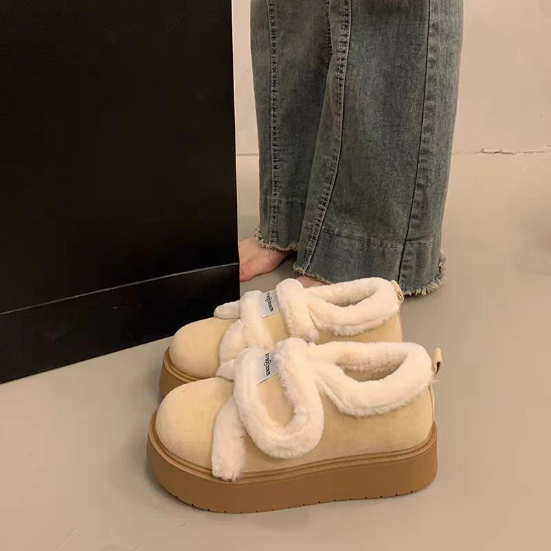 SAGGYKK/闪瑶2025新款可爱加绒保暖棉鞋女轻便舒适休闲百搭毛毛鞋