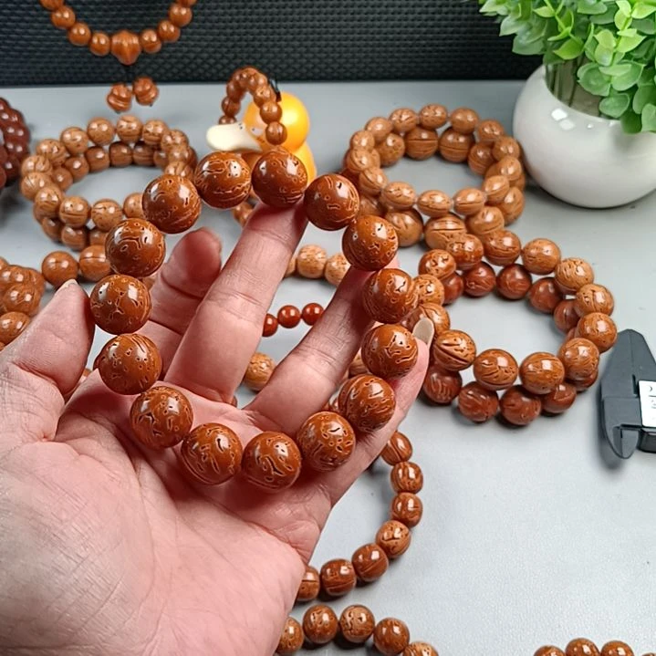 桃核手串铁籽密纹红魔16