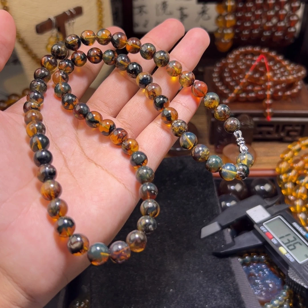 琥珀未镶嵌颈饰8.5mm海藻珀妈妈链