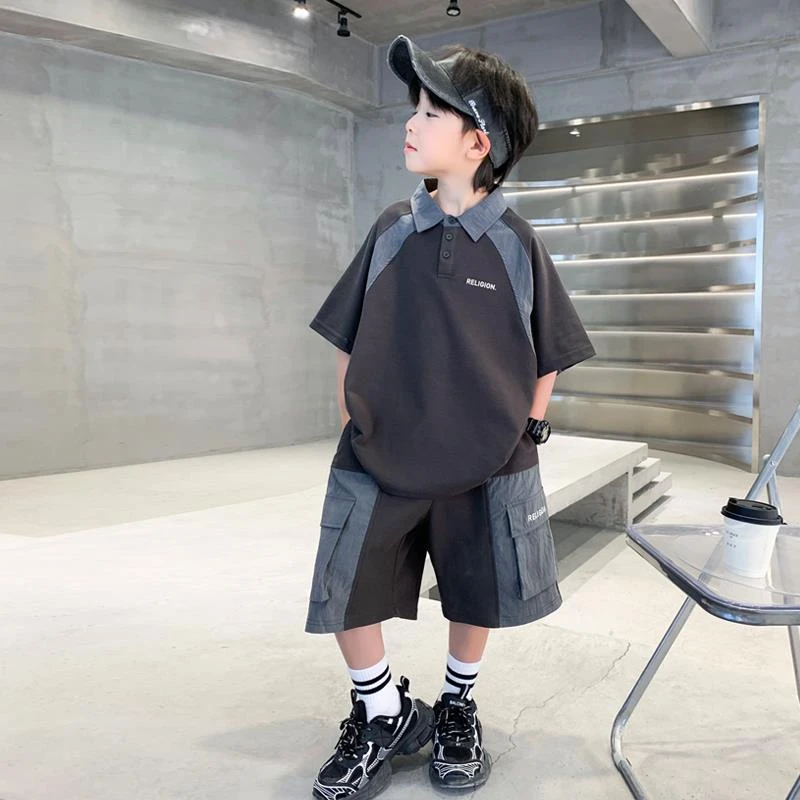 男童夏装套装2025新款中大儿童夏季Polo衫短袖男孩夏款时髦帅气潮