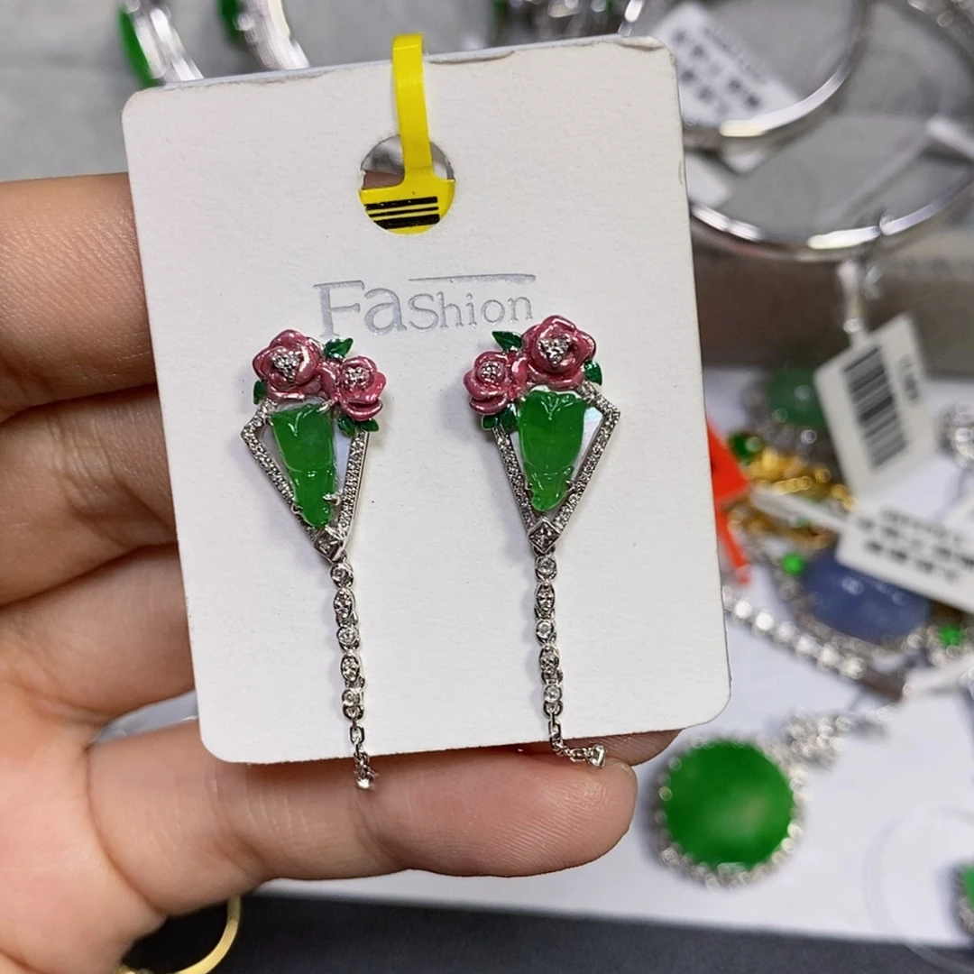 【闪购商品】翡翠戒指18K金镶嵌张*东耳环