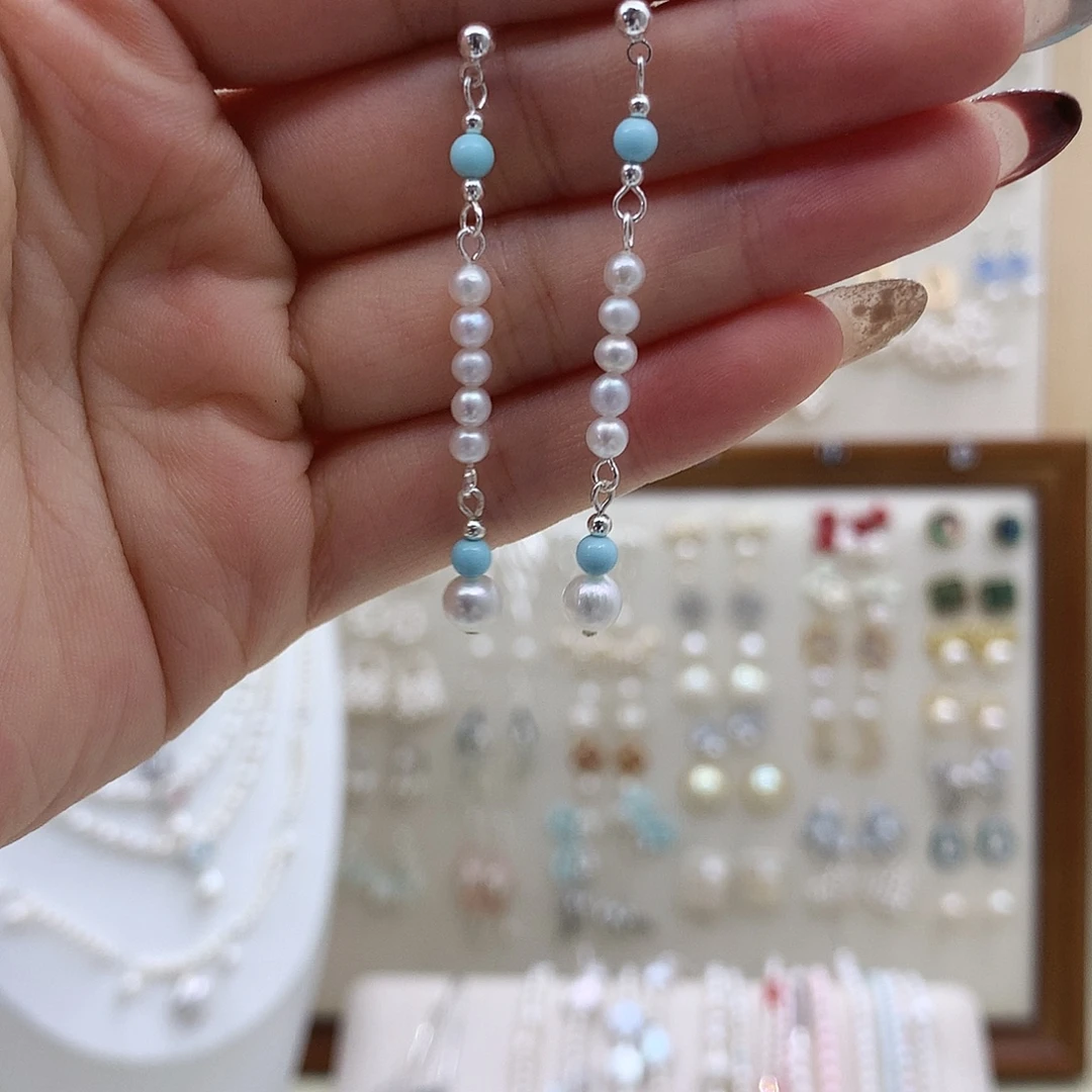 耳饰淡水珍珠银S925镶嵌