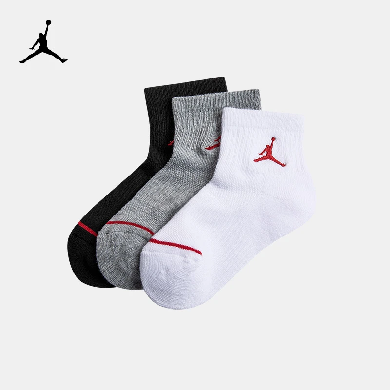 AIR JORDAN夏季男童女童装吸汗中筒袜3双装JHN-3QT0009