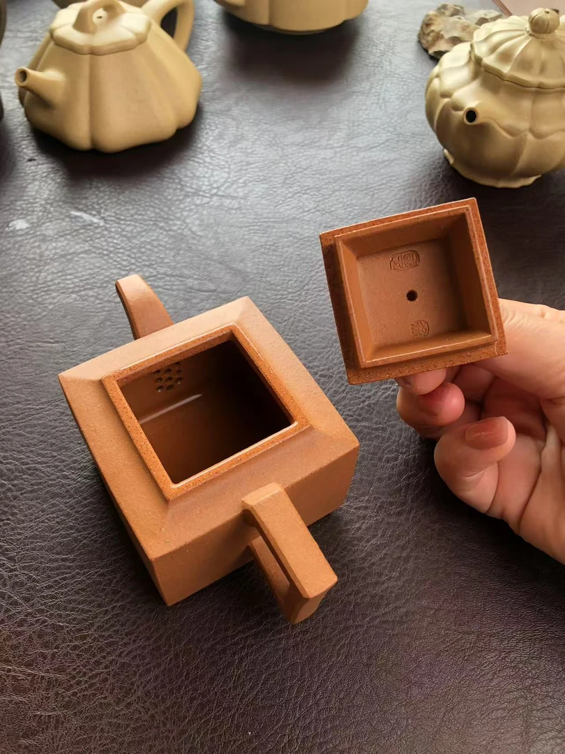 微瑕老宕口黄金段亚明四方紫砂壶侘寂风茶器茶壶紫砂茶壶方形茶具